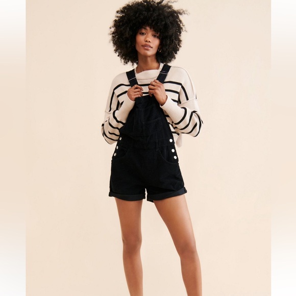 NWOT Free People Black Corduroy Romper - Picture 6 of 6